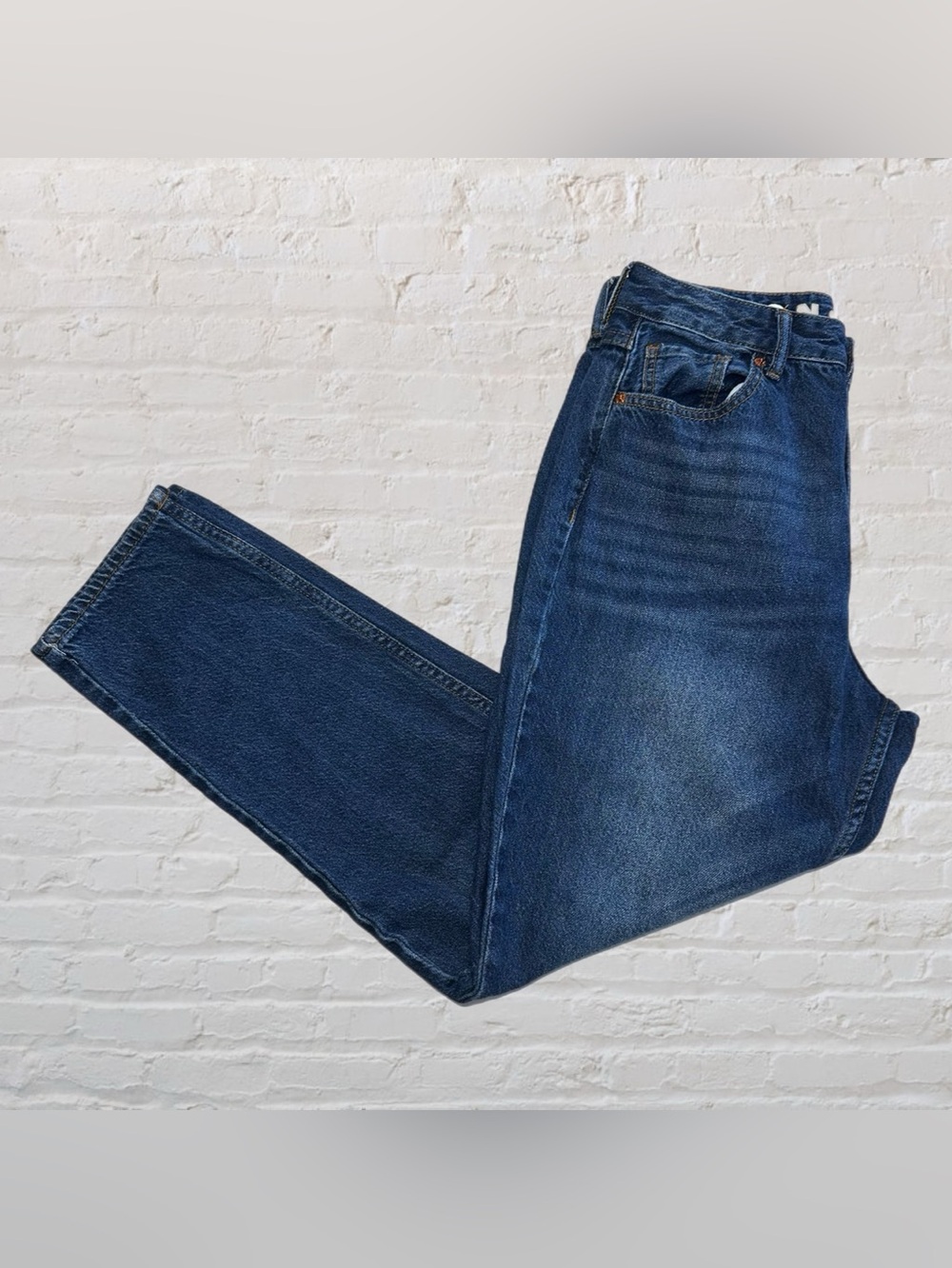 S.O.N.G. Classic Mom Jean Dark Blue Denim w/ White Flower Detail in Women’s 9/29